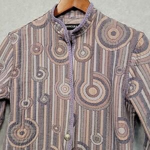 KHANGURA Women's Size M Tapestry Cardigan Jacket Art Deco Purple Mauve USA Made